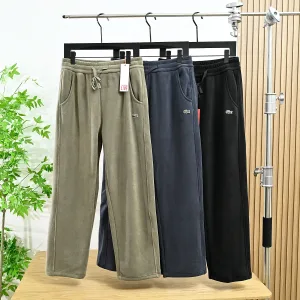 AAA High Quality Lacoste Sweatpants Red Cotton Fleece Fabric Visually Slimming Autumn Winter