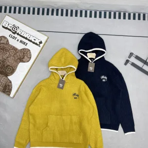 Reps Stussy Sweater Yellow Cotton Pure Cashmere Exquisite Tailoring Winter
