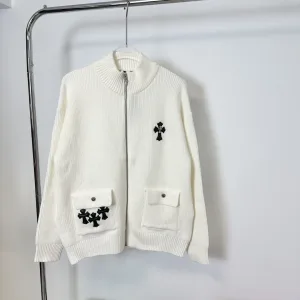 High Quality AAA Chrome Hearts Coat White Wool Blend Winter Patch