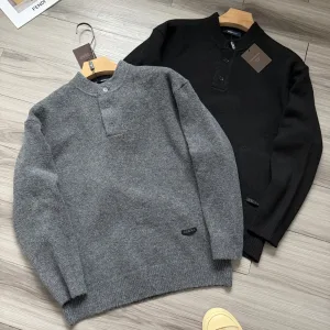 Luxury Super Clone Zegna Knitwear Black Wool Blend