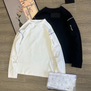 Super Clone AAA Archaeopteryx Long-Sleeved T-Shirt Black Cotton Combed Street Style Double Needle Stitching Patch