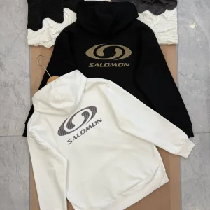Super Clone Salomon Hoodie Black Cotton Fleece Simple And Versatile Sophistication Autumn Winter