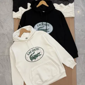 Super Clone Designer Lacoste Long-Sleeved Black Cotton Fleece Easy To Match Sophistication Autumn Winter And