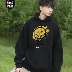 High Quality Nike Hoodie Red Cotton Fleece Sturdy And Durable