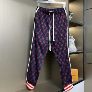 AAA Designer Gucci Long Pants Red Silk Jacquard