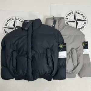 AAA Stone Island Cotton-Padded Coat Red Cotton Thick Down Polyester Pu Leather Exquisite Workmanship Street Style Winter