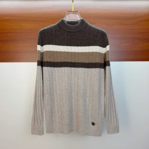 Luxury Zegna Sweater Ash Wool Blend Jacquard Autumn Winter
