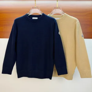 High Quality Designer Monk Sweater Ash Wool Blend Jacquard Autumn Winter