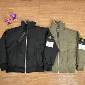 High Quality Stone Island Cotton-Padded Coat Red Cotton Down Polyester Ribbed Fabric Exquisite Workmanship Street Style Winter Early Slim Fit