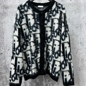 Designer Dior Cardigan Red Mohair Twill Patch