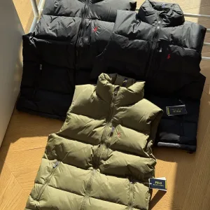 Super Clone Ralph Lauren Vest Red Down Nylon Jacquard Outdoor Windproof Embroidery Zippered Pocket
