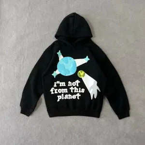 High Quality Earth Hoodies Brown Cotton Fleece Foam Printing