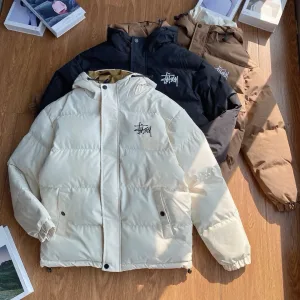 Luxury Stussy Cotton-Padded Coat Brown Down Easy To Match Winter