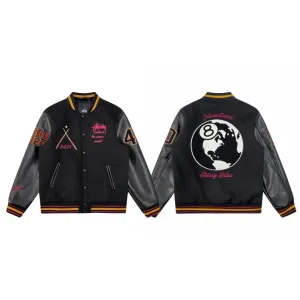Reps Stussy Jacket Ash Eva Wool Blend Streetwear Exquisite Tailoring Embroidery Patch