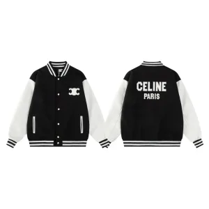 Designer Celine Outerwear Ash Wool Blend Exquisite Tailoring Patch