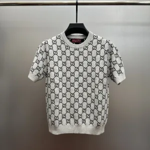 High Quality Super Clone Gucci Short Sleeves Color Wool Blend Jacquard Pattern