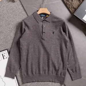 Designer Luxury Ralph Lauren Long-Sleeved Shirt Red Wool Down Autumn Early Slim Fit