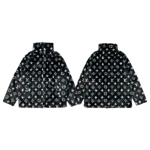 Luxury Louis Vuitton Coats Ash Cotton Wool Lambswool Rabbit Fur Polyester Relaxed Silhouette