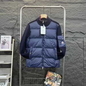 Designer High Quality Monk Outerwear Blue Duck Down Sophistication Patch