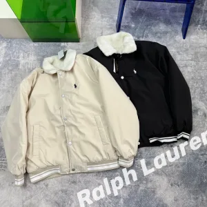 High Quality Designer Ralph Lauren Coat Black Down Fleece Fabric Winter Annual Warm