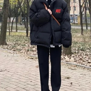Reps Nike Cotton-Padded Coat Black Cotton Down Winter