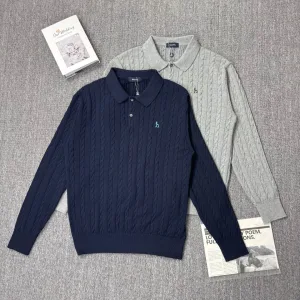 Luxury Reps Hazzys Knitwear Red Cotton Down Cable Knit Simple And Versatile Exquisite Workmanship Light Business Gentlemanly Style Sophistication Autumn Winter Embroidery