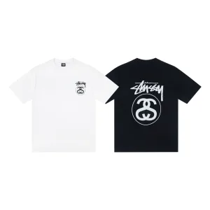 Designer Stussy Short-Sleeved Shirts Black Cotton