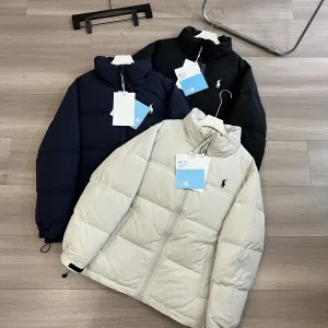High Quality Designer Ralph Lauren Down Jacket Red Duck Nylon Winter Embroidery