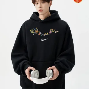 Luxury Nike Hoodie Red Cotton Rayon Fleece Lace Sturdy And Durable