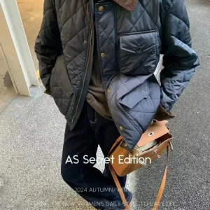 Luxury High Quality Ralph Lauren Outerwear Red Eva Cotton Down Plush Corduroy Autumn Winter And Quilted Pattern