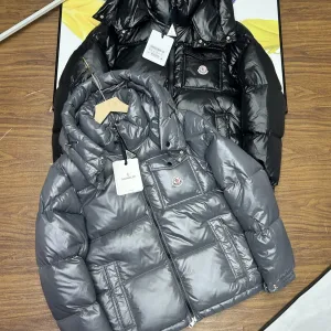 Super Clone High Quality Moncler Coat Red Down Nylon Adjustable Drawstring Winter Embroidery Side Pockets