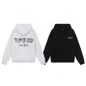 Luxury Designer Fear Of God T-Shirts Ash Cotton Pure Fleece Ribbed Fabric Flannel Streetwear