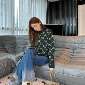 High Quality Gucci Sweater Red Jacquard Simple And Elegant Winter
