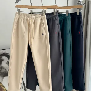 High Quality Luxury Ralph Lauren Long Pants Red Fleece Winter