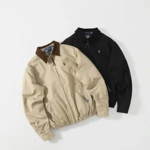 High Quality Ralph Lauren Shirts Red Cotton Corduroy Denim Autumn Winter Mid-Autumn Embroidery