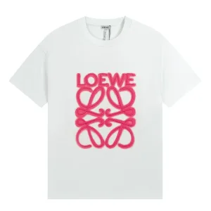 Super Clone Loewe Short-Sleeved T-Shirt Pink Rayon Embroidery