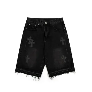 Super Clone Reps Chrome Hearts Jeans Red Genuine Leather Distressed Even Stitching