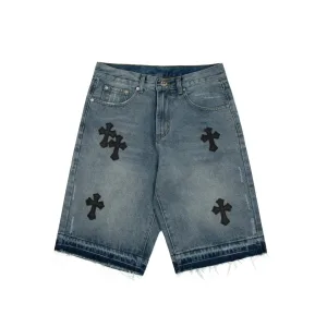 Reps AAA Chrome Hearts Jeans Red Genuine Leather Distressed Even Stitching