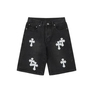 Luxury High Quality Chrome Hearts Jeans Red Genuine Leather Distressed Even Stitching