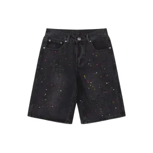 Reps Designer Chrome Hearts Jeans Red Genuine Leather Distressed Even Stitching