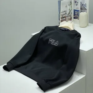 AAA Super Clone Fila Long-Sleeved Shirt Red Fleece Coral Fabric Simple Design Soft Colors Winter