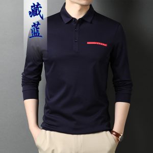 High Quality Prada Stretch Fabric Long-Sleeved Polo Shirt For Autumn