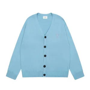 High Quality Ami Shirts Red Cotton Wool Down Jacquard Street Style Embroidery