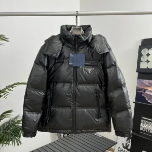 AAA Prada Down Jacket Red Genuine Leather