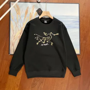 Luxury Designer Archaeopteryx Sweatshirt Black Cotton Fleece Unrestricted Movement Street Style Winter