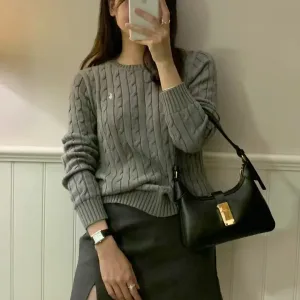 Luxury Ralph Lauren Sweater Red Cotton Cable Knit Easy To Match