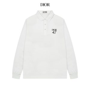 Aaa Luxury Dior Cotton Long-Sleeved Polo Shirt
