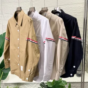 High Quality Luxury Thom Browne Shirt Brown Oxford Cloth