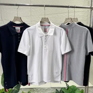 Super Clone AAA Thom Browne Short-Sleeved Shirts Red Cotton Pure Summer