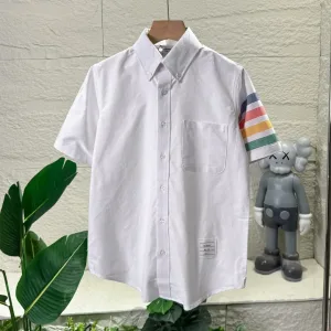 Designer Luxury Thom Browne Short-Sleeved Shirt Brown Spring Summer
